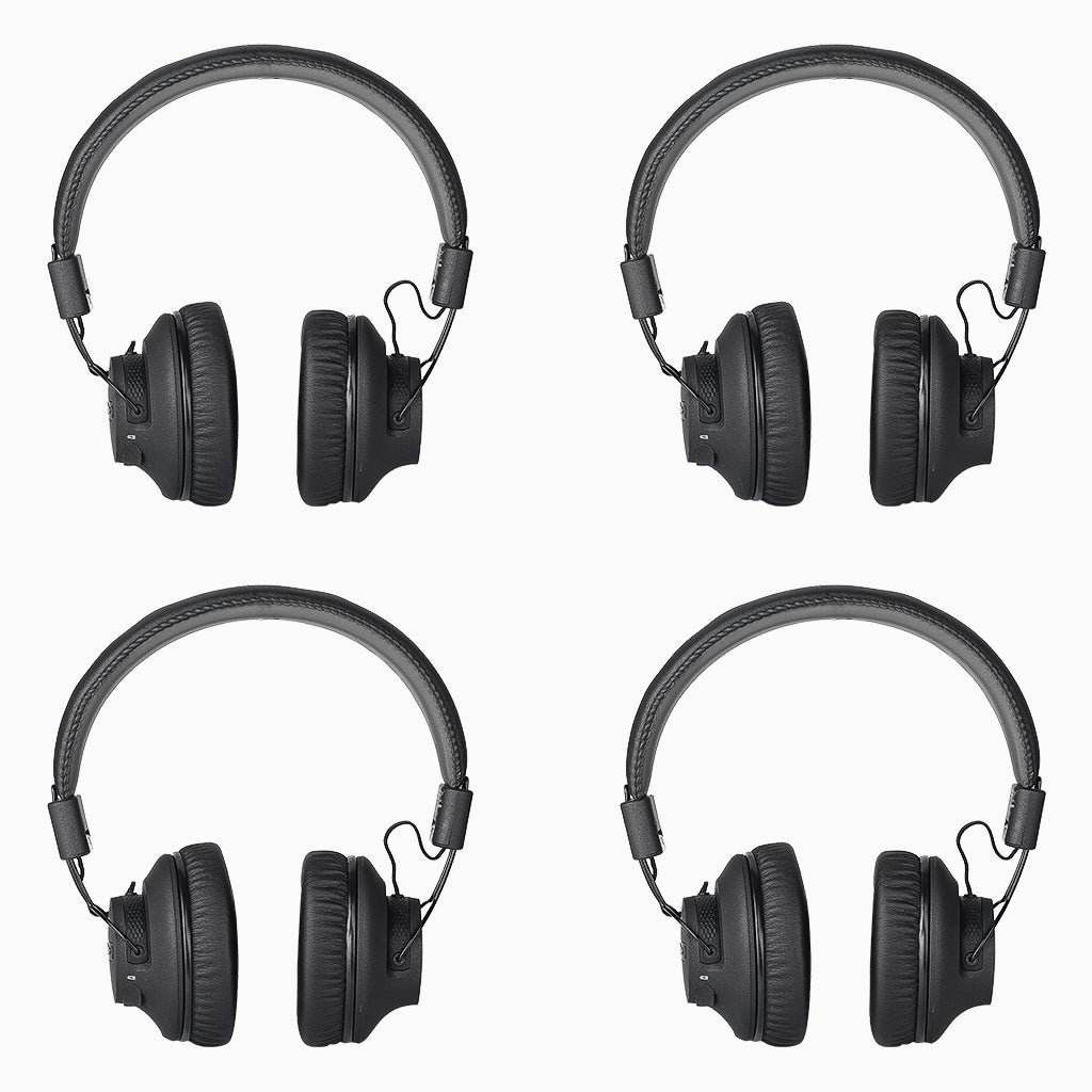 Quartet Wireless Broadcasting Set for Parties and Outdoor Activities, with independent volume control, adjustable earcups