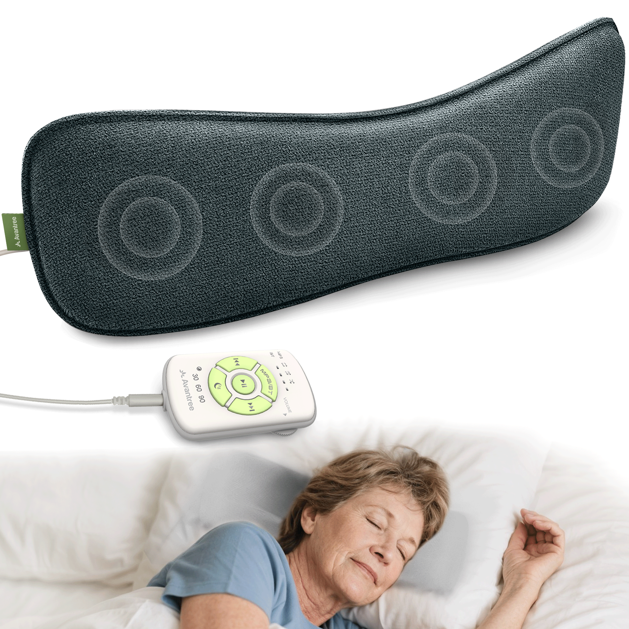 Slumber 2 Bluetooth Pillow Sleep Headphones with 4 Flat Speakers and White Noise, Bluetooth, AUX & White Noise for seniors 
