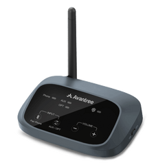 Oasis Aura Long-Range Auracast Audio Transmitter for churches, classrooms, meeting rooms, and TVs, supports optical, AUX, and Bluetooth input for Auracast broadcasting.