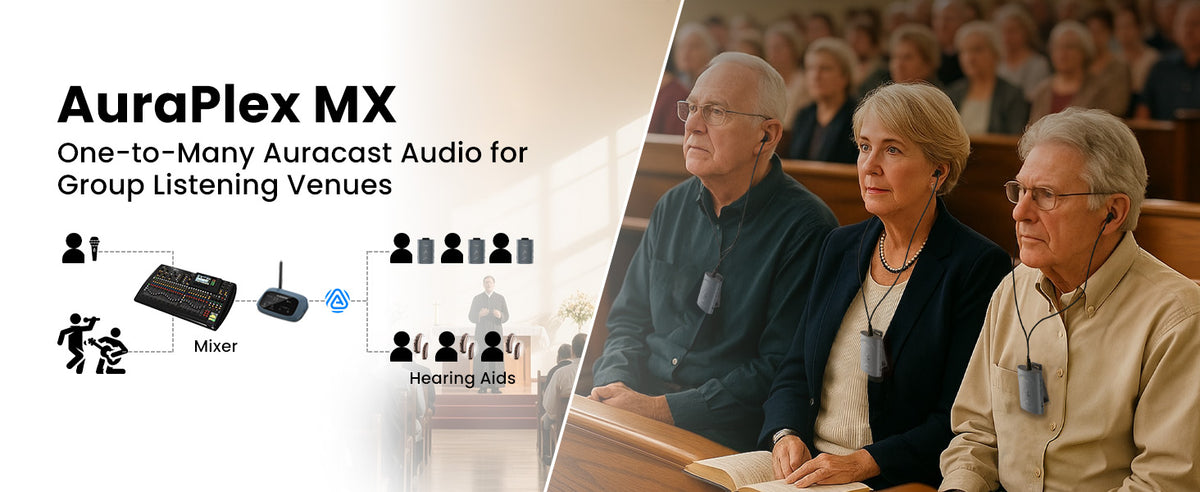 AuraPlex MX Auracast Assistive Group Listening for church, works with mixers, Auracast receivers, and hearing aids 