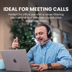 Aria Podio 3 Wireless Headphones with noise-filtering microphone for clear audio during calls and meetings.