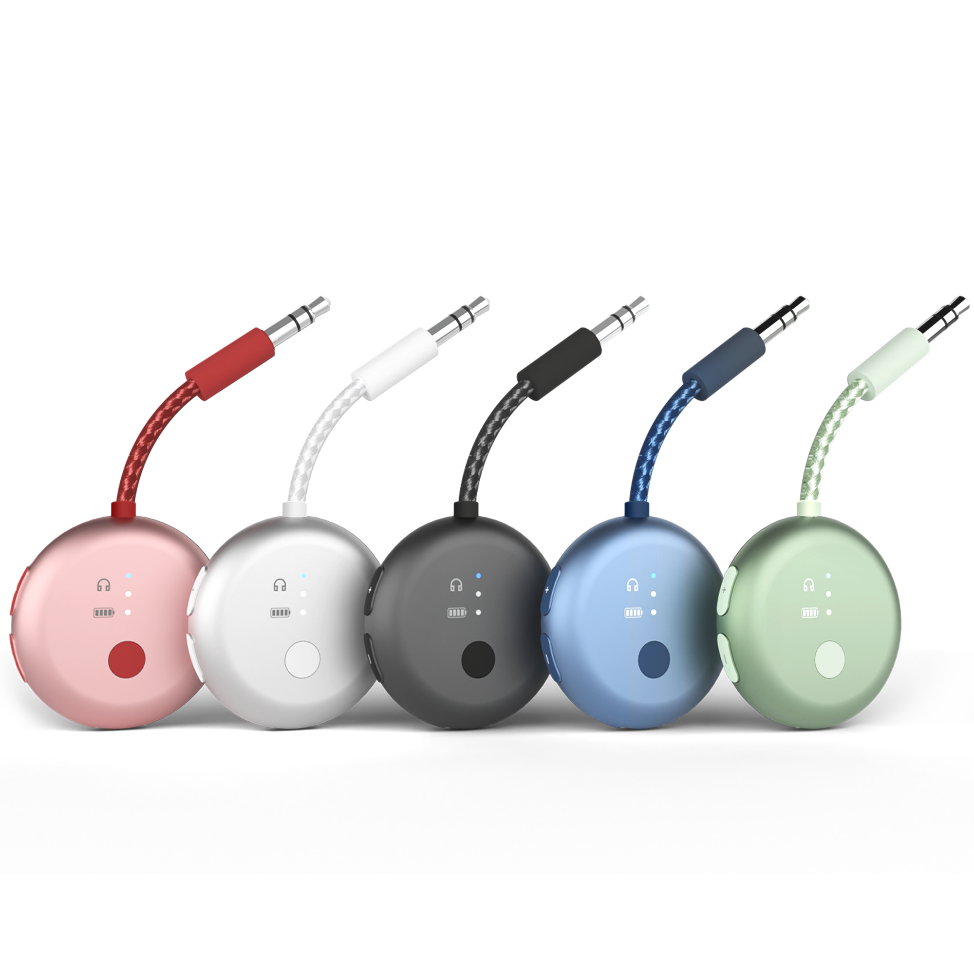 SoundJet R1 Pack of 5 Airplane Bluetooth Adapters for Headphones & AirPods Travel Flight, aptX Adaptive, 25H Battery, Wireless Audio Transmitter with Qualcomm Chip – Five-Color Set
