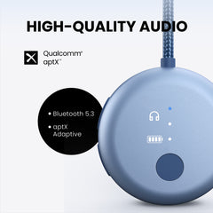 SoundJet R1 Airplane Bluetooth Adapter for Headphones & AirPods, aptX Adaptive delivers high-quality, low-latency audio 