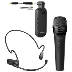 Wireless Headset & Handheld FreeMic Duo Microphone System for Powered Speakers, Mixer, & Venucast Transmitters for Teaching, and Small Events
