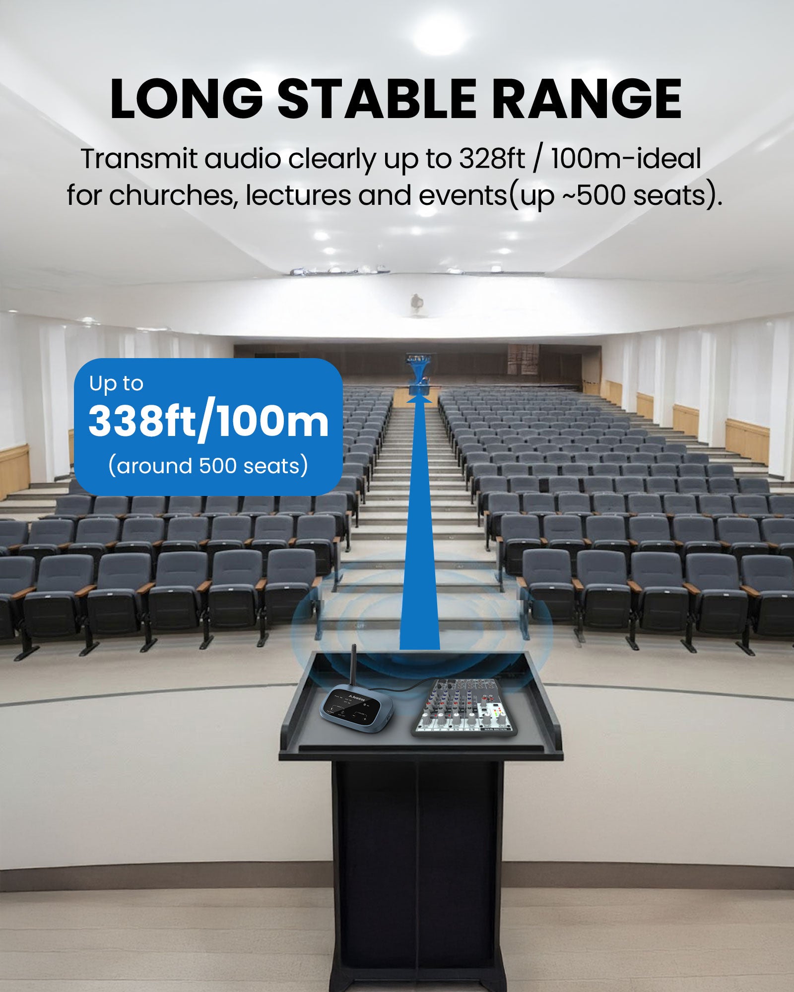AuraPlex M3 Auracast Venue Transmitter and Reciver for Churches, and  Public Spaces. Supports up to 328 ft range and up to 500 seats.
