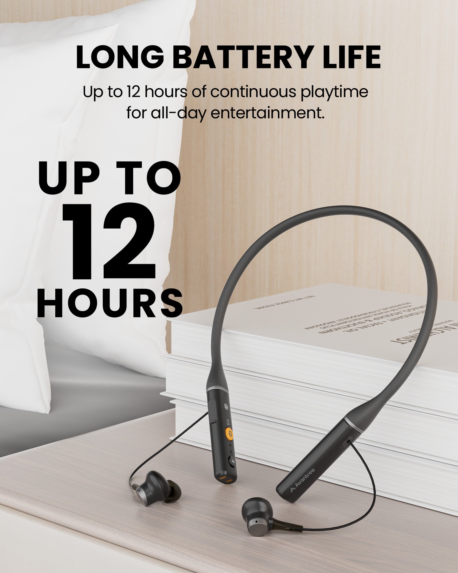 Loop-RX Auracast Neckband Earbuds, add-on for Aura Loop with up to 12 hours of continuous playtime