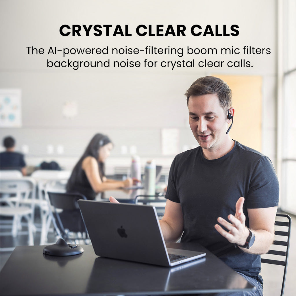 Lingo N21 Open-Ear Headphones with Mic, built-in noise-canceling microphone reduces background noise for clear calls on PC, Zoom, Teams, and other platforms.