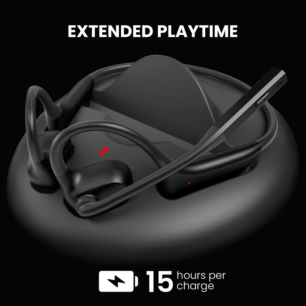 Lingo N21 Open-Ear Headphones with Mic, up to 15 hours of use on a single charge for all-day calls and meetings.
