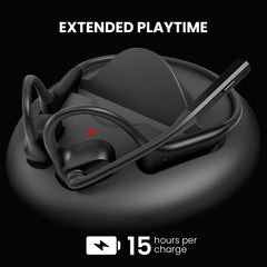 Lingo N21 Open-Ear Headphones with Mic, up to 15 hours of use on a single charge for all-day calls and meetings.