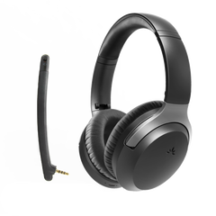 Aria Pro SSD Bluetooth Active Noise Cancellation Headphones, detachable boom mic, voice assistant, and multimedia controls.