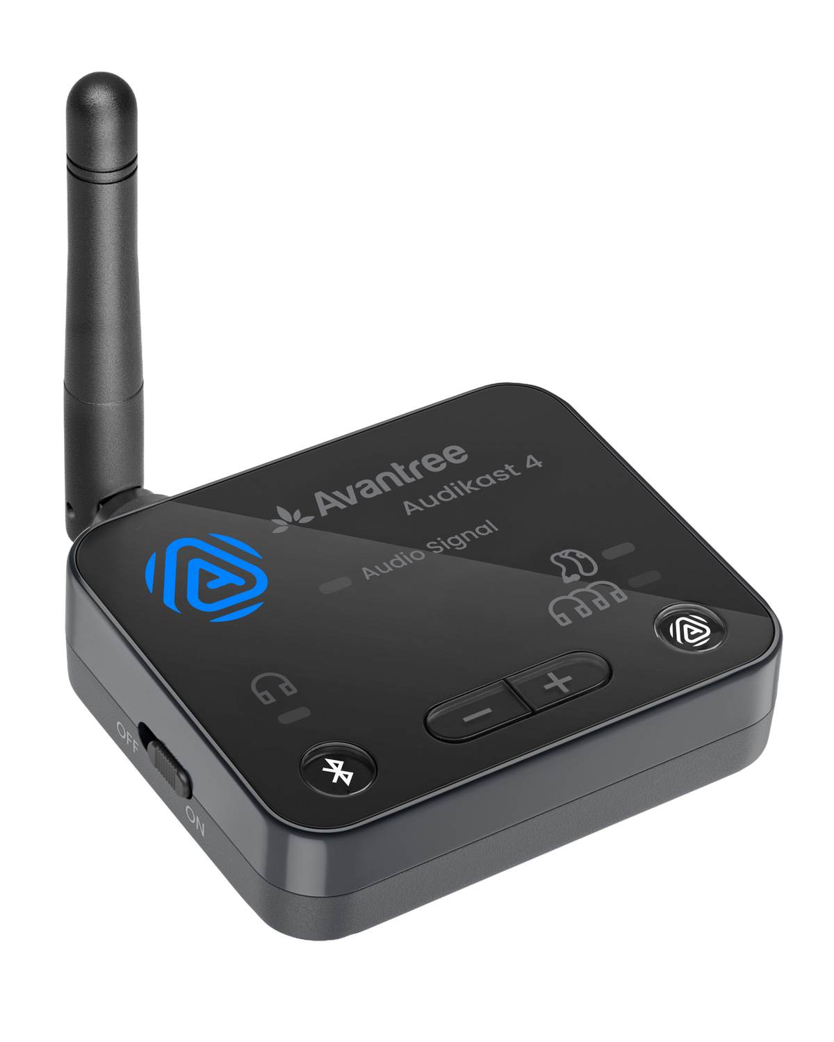 Audikast 4 Bluetooth & Auracast TV Transmitter. For Auracast hearing aids, headphones and speakers.