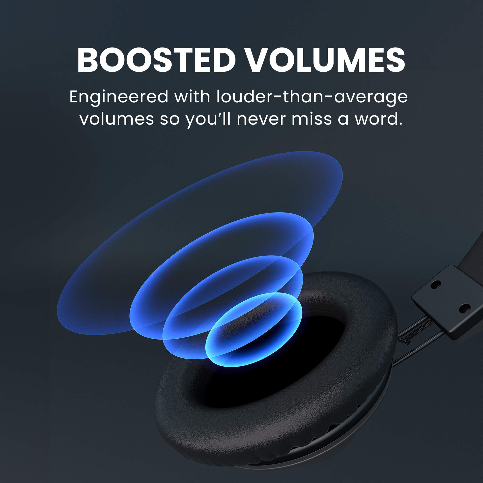 Audition 3 Bluetooth Over-Ear Headphones with Charging Dock, boosted volume with amplified sound designed for seniors and hard of hearing users.