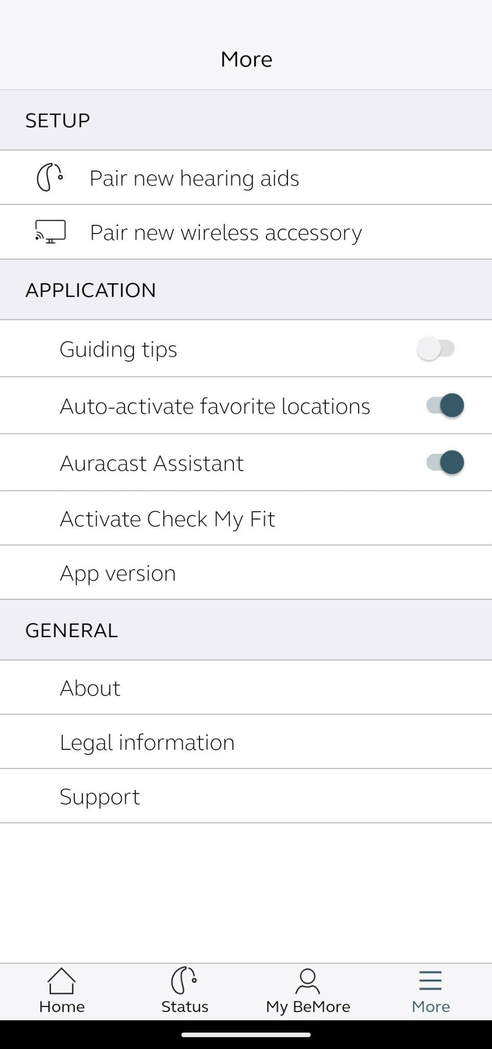 More screen with Auracast Assistant switched on
