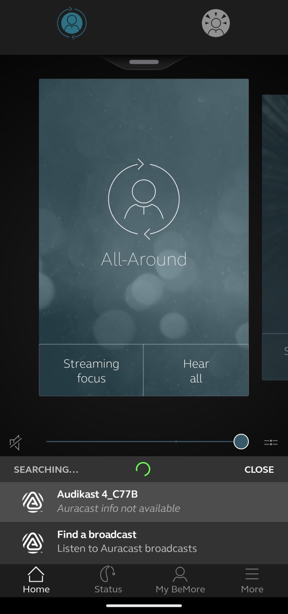 Search results showing the Audikast 4_C77B broadcast