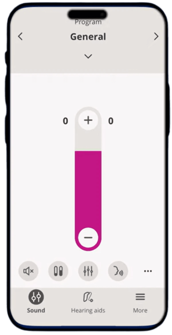Oticon app main screen